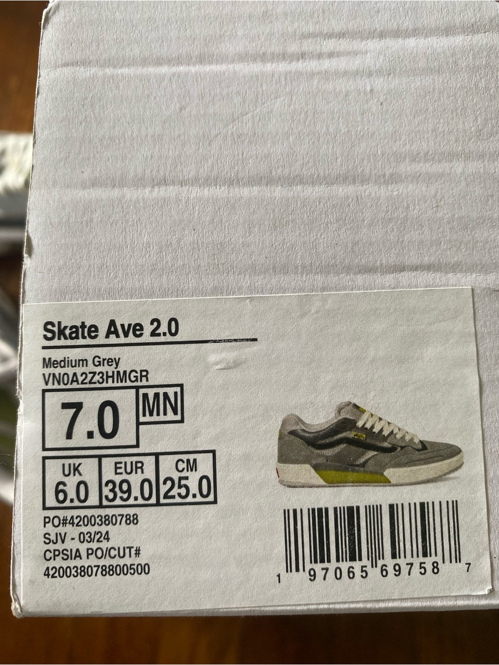 Vans Skate Ave 2.0 Gray and Black Sneakers Size 7 Men’s size 8.5 Women - Picture 5 of 5